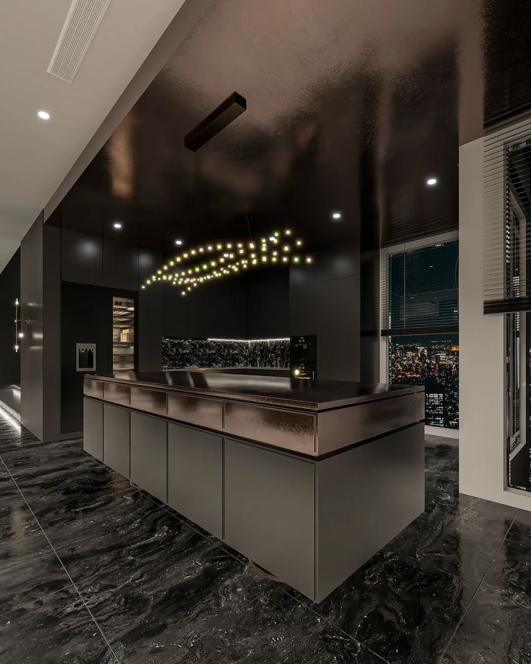 Premium modular kitchen with under-cabinet accent lighting